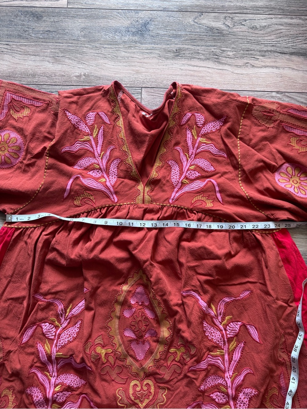 Embroidered Rust Red Pink Boho Women’s Dress or Tunic - Picture 6 of 7